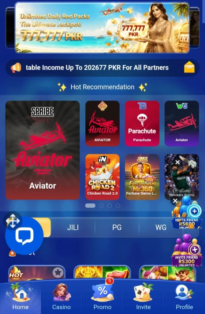 interface of Hot77 Game