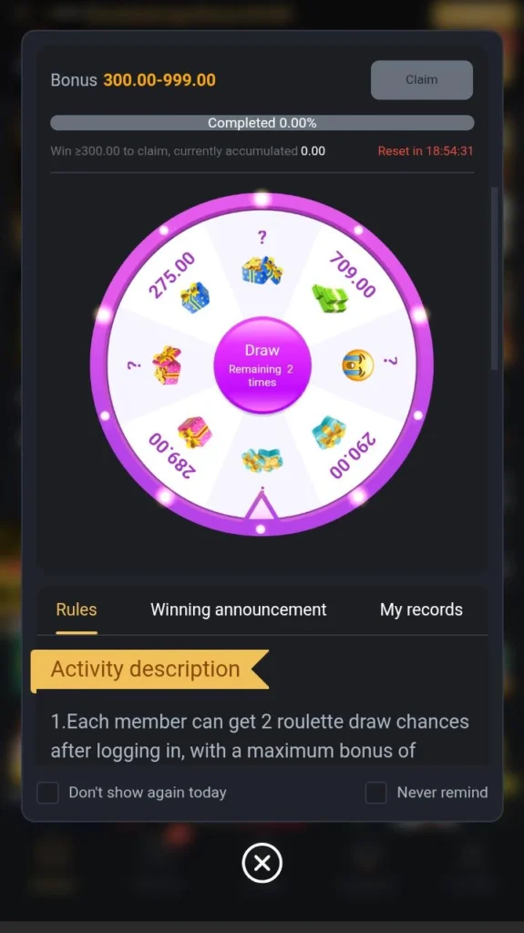 Bonuses of M999 Bet 